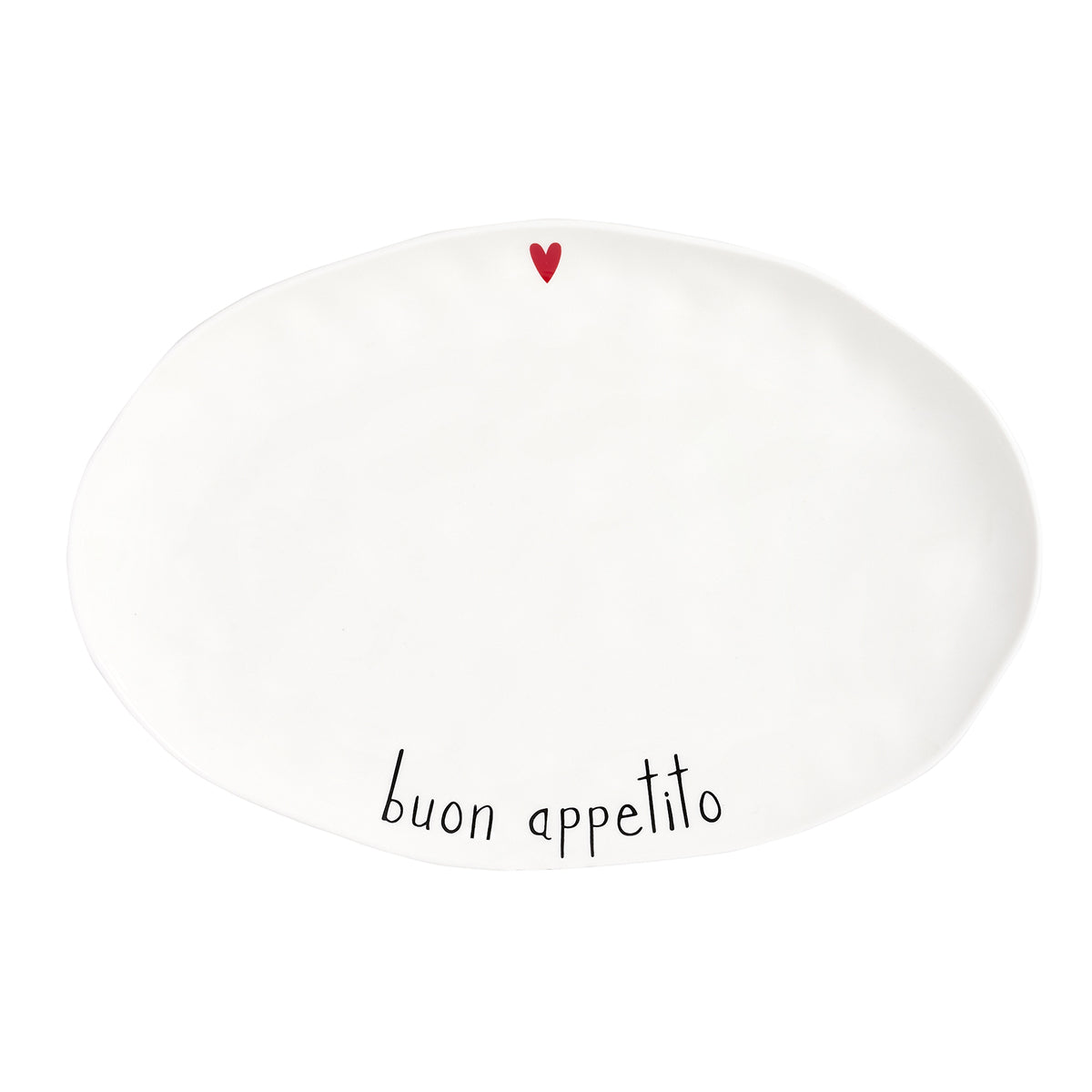 Ovale serveerschaal in gres met decor 'Buon Appetito' - SIMPLE DAY