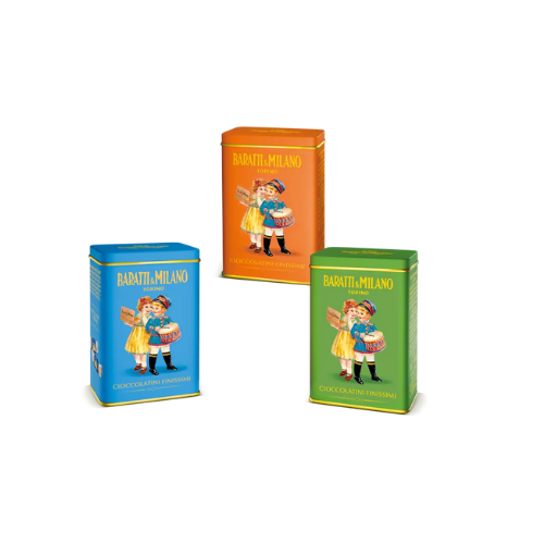 Baratti Milano historische blikjes gevuld met chocolade 50 g